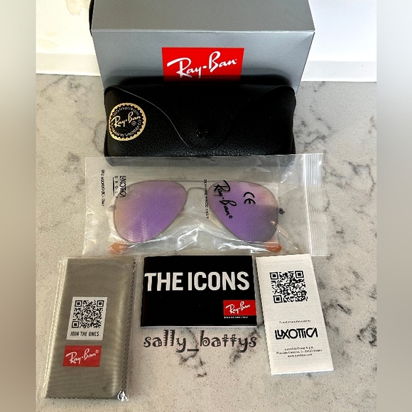 Ray-Ban (Store Display) Aviator Reflective Purple Lenses RB3025 Mirror - Picture 16 of 17